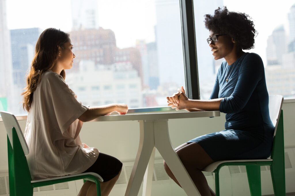 interview to recruit a new employee between two people